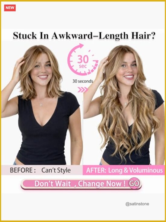 Long 20 Clip In Wavy Hair Extensions for Women, 7 Clips Full Head main image 6